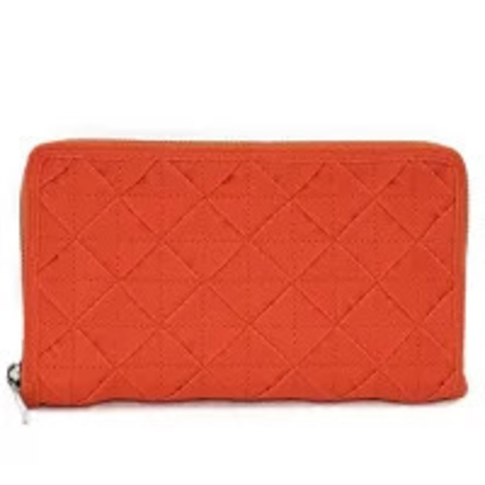 BOTTEGA VENETA Intrecciato Webbing Round Zipper Long Wallet Orange